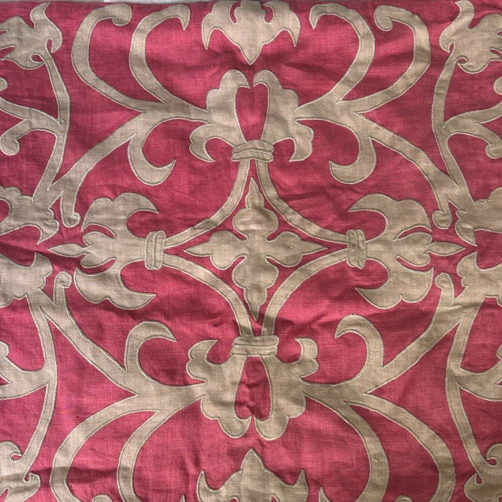Lili Alessandra pink linen appliquéd euro pillow covers set of 2